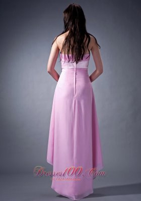 Lavender High-low Chiffon Strapless Bridesmaid Dress