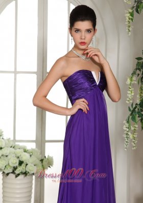 V-neck Eggplant Purple Empire Bridesmaid Dress