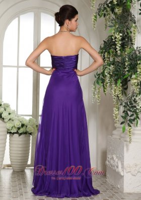 V-neck Eggplant Purple Empire Bridesmaid Dress