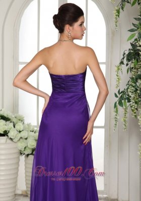 V-neck Eggplant Purple Empire Bridesmaid Dress