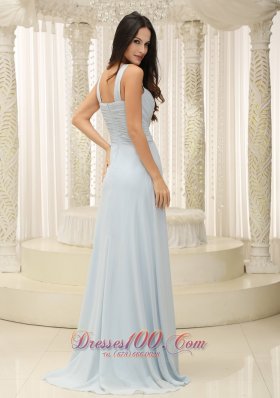 Baby Blue Bridesmaid Dress Hand Flowers Ruch