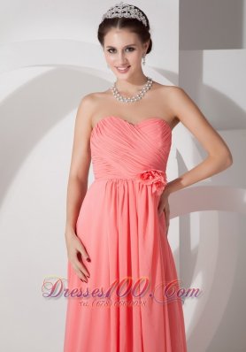 Watermelon Flowers Brush Train Bridesmaid Dress