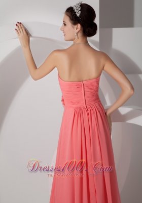 Watermelon Flowers Brush Train Bridesmaid Dress