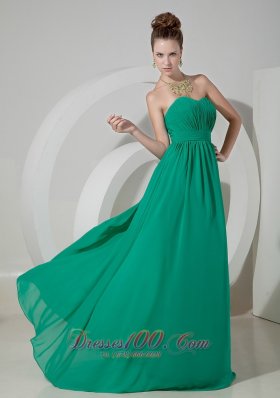 Brush Train Bridesmaid Dress Turquoise Chiffon Ruch