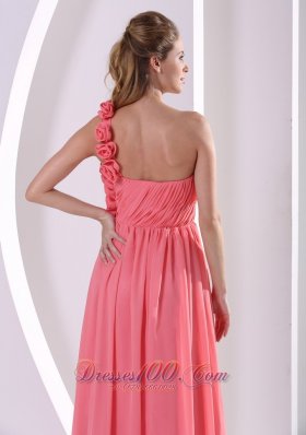 One Shoulder Bridesmaid Dress Watermelon Brush Train