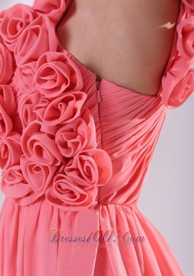 One Shoulder Bridesmaid Dress Watermelon Brush Train