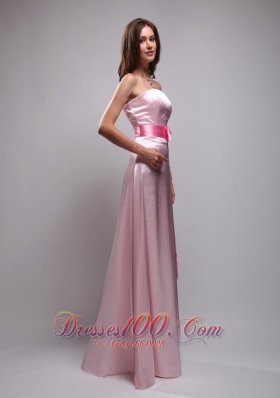 Baby Pink Bowknot Prom Dress Beading Strapless