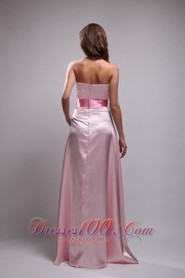 Baby Pink Bowknot Prom Dress Beading Strapless