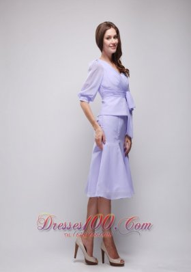 Lavender Column Knee-length Chiffon Prom Homecoming Dress