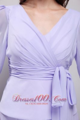 Lavender Column Knee-length Chiffon Prom Homecoming Dress