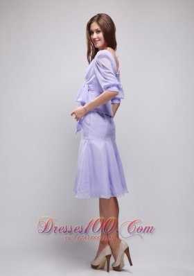 Lavender Column Knee-length Chiffon Prom Homecoming Dress