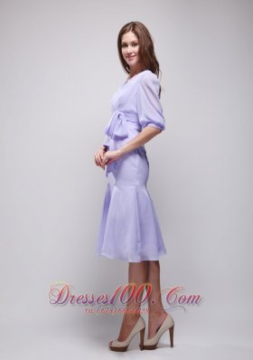 Lavender Column Knee-length Chiffon Prom Homecoming Dress