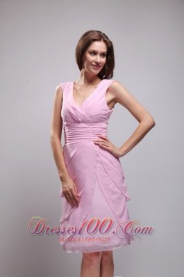 Column V-neck Knee-length Chiffon Prom Homecoming Dress