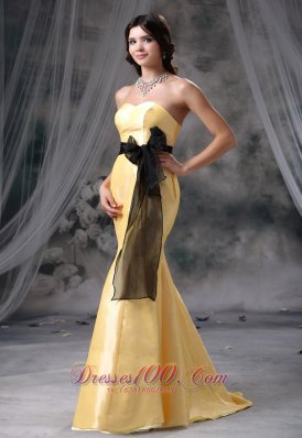 Mermaid Yellow Sweetheart Taffeta Prom Evening Dress