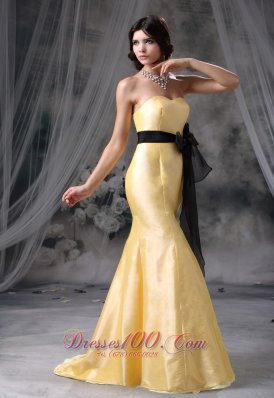 Mermaid Yellow Sweetheart Taffeta Prom Evening Dress