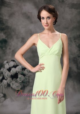 Yellow Green Column Chiffon Prom Evening Dress