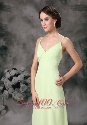 Yellow Green Column Chiffon Prom Evening Dress