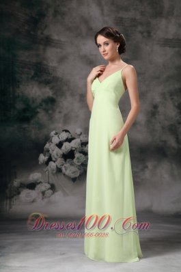 Yellow Green Column Chiffon Prom Evening Dress