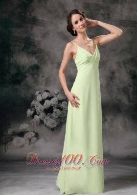 Yellow Green Column Chiffon Prom Evening Dress