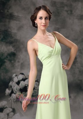 Yellow Green Column Chiffon Prom Evening Dress