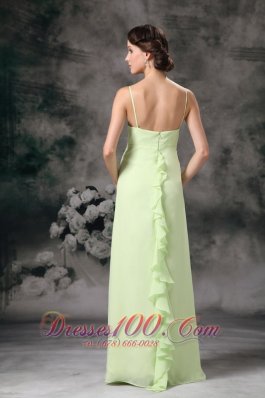 Yellow Green Column Chiffon Prom Evening Dress