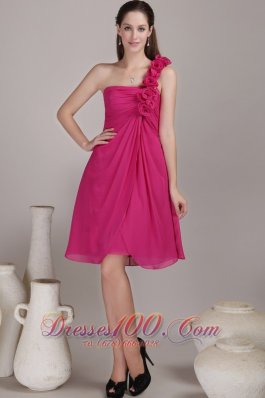 Empire One Shoulder Chiffon Floral Bridesmaid Dress