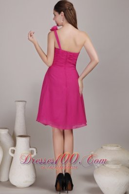 Empire One Shoulder Chiffon Floral Bridesmaid Dress