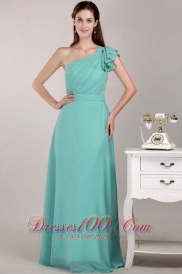 Turquoise Sheath Chiffon Ruch Trend Bridesmaid Dress