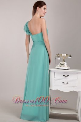 Turquoise Sheath Chiffon Ruch Trend Bridesmaid Dress