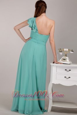 Turquoise Sheath Chiffon Ruch Trend Bridesmaid Dress