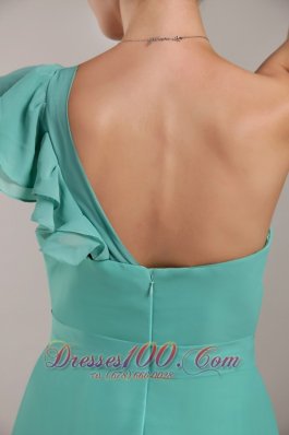 Turquoise Sheath Chiffon Ruch Trend Bridesmaid Dress