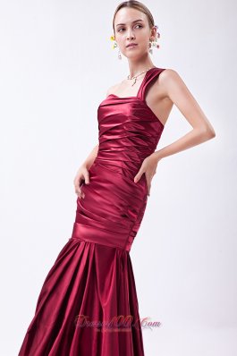 Red Mermaid Prom Dress Taffeta Ruch Floor-length