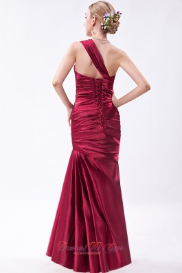 Red Mermaid Prom Dress Taffeta Ruch Floor-length