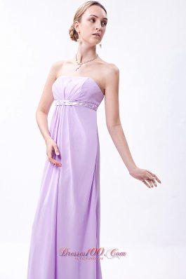 Lavender Strapless Chiffon Embroidery Bridesmaid Dress