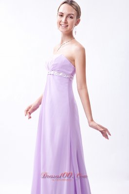 Lavender Strapless Chiffon Embroidery Bridesmaid Dress