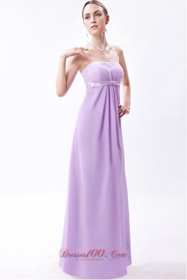 Lavender Strapless Chiffon Embroidery Bridesmaid Dress