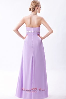 Lavender Strapless Chiffon Embroidery Bridesmaid Dress