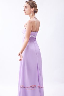 Lavender Strapless Chiffon Embroidery Bridesmaid Dress