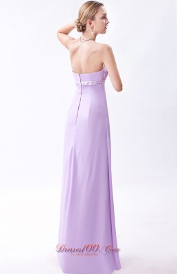 Lavender Strapless Chiffon Embroidery Bridesmaid Dress