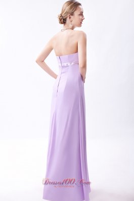 Lavender Strapless Chiffon Embroidery Bridesmaid Dress