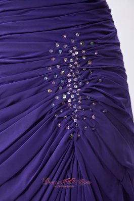 Purple Column V-neck Prom Dress Chiffon Beading