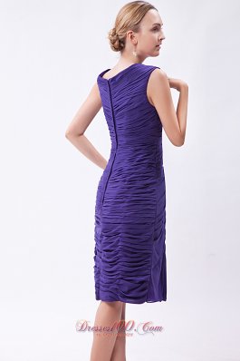 Purple Column V-neck Prom Dress Chiffon Beading