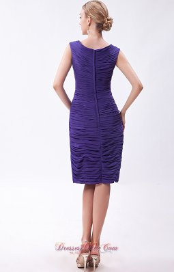 Purple Column V-neck Prom Dress Chiffon Beading