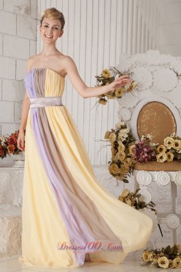 Multi-color Empire Chiffon Strapless Prom Dress