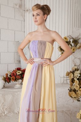 Multi-color Empire Chiffon Strapless Prom Dress