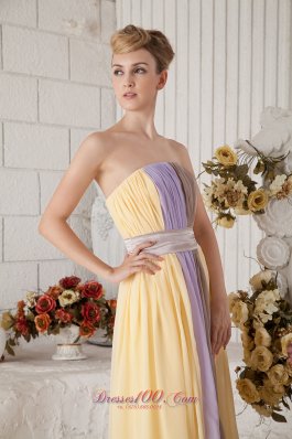 Multi-color Empire Chiffon Strapless Prom Dress