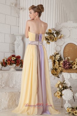 Multi-color Empire Chiffon Strapless Prom Dress