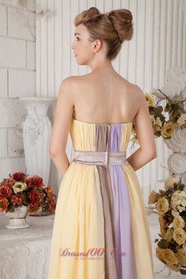 Multi-color Empire Chiffon Strapless Prom Dress