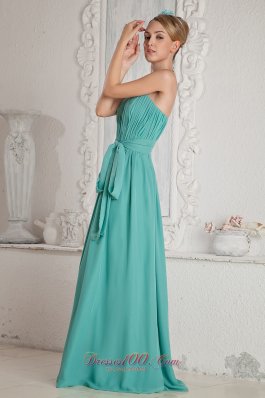 Sweetheart Chiffon Turquoise Prom Dress Ruch Sashed