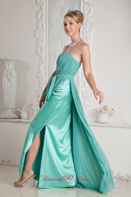 Sweetheart Chiffon Turquoise Prom Dress Ruch Sashed